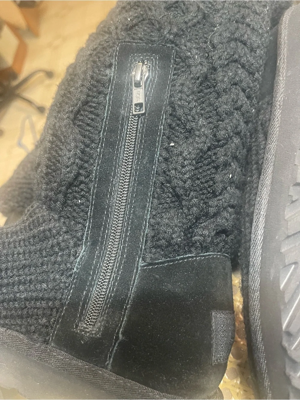 UGG Black Cable Knit Over-the-Knee Suede-Trim Boots